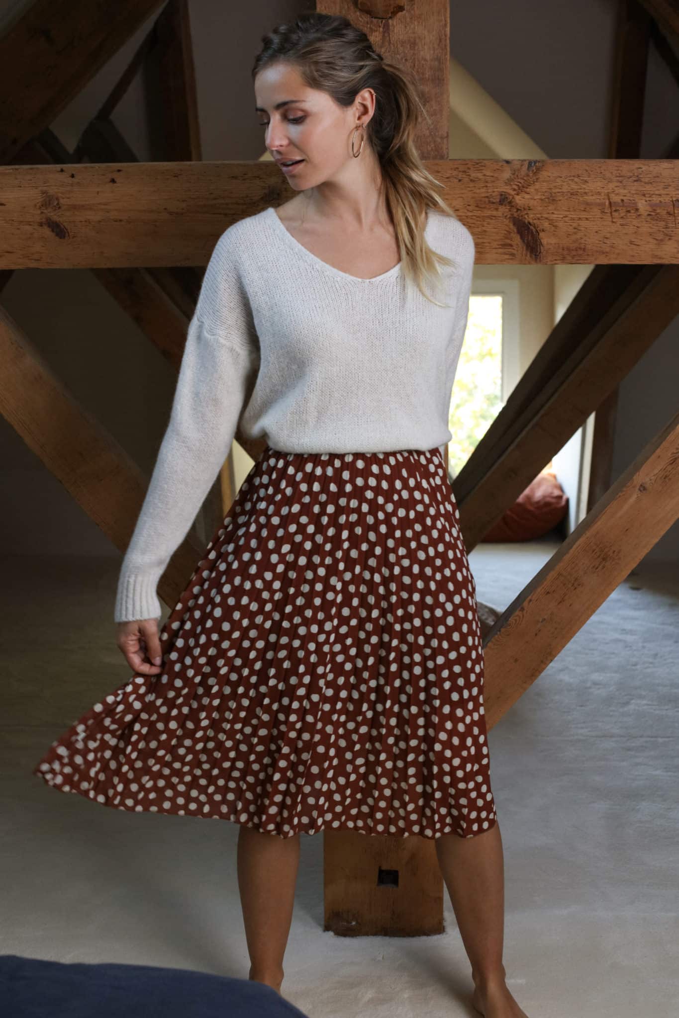 Midi skirt printed polka dots